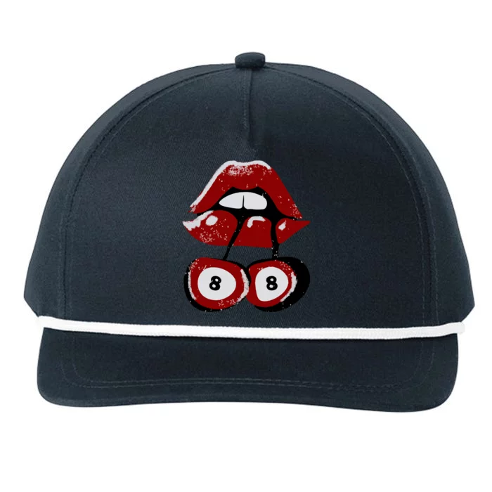 Vintage Cherry 8 Ball 90s Graphic Snapback Five-Panel Rope Hat