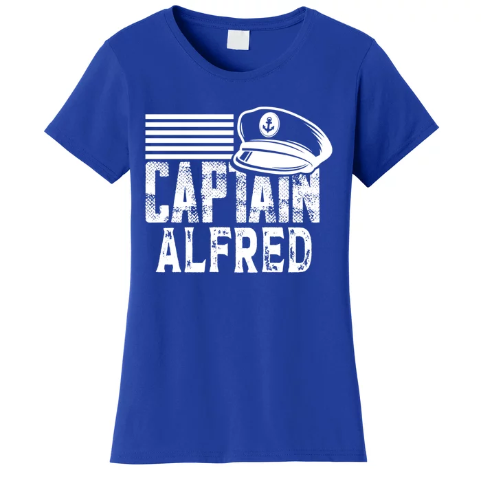 Vintage Captain Alfred Personalized Boating Captain Cute Gift Women's T-Shirt