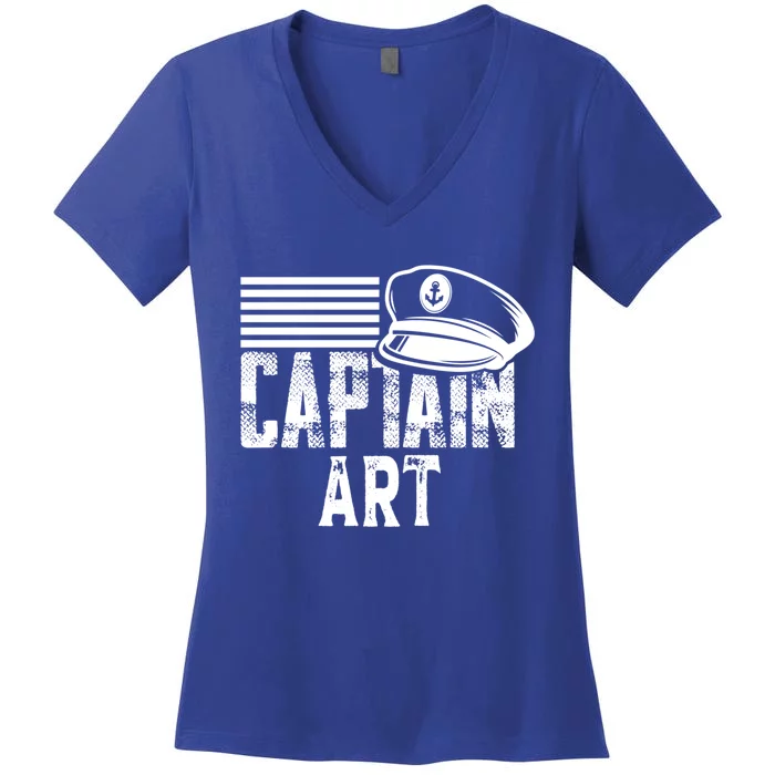 Vintage Captain Art Personalized Boating Captain Gift Women's V-Neck T-Shirt