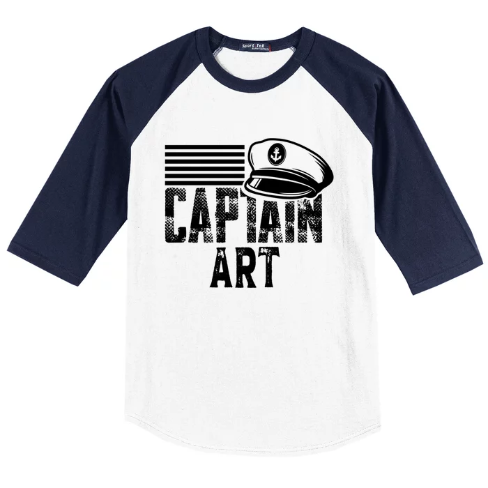 Vintage Captain Art Personalized Boating Captain Gift Baseball Sleeve Shirt