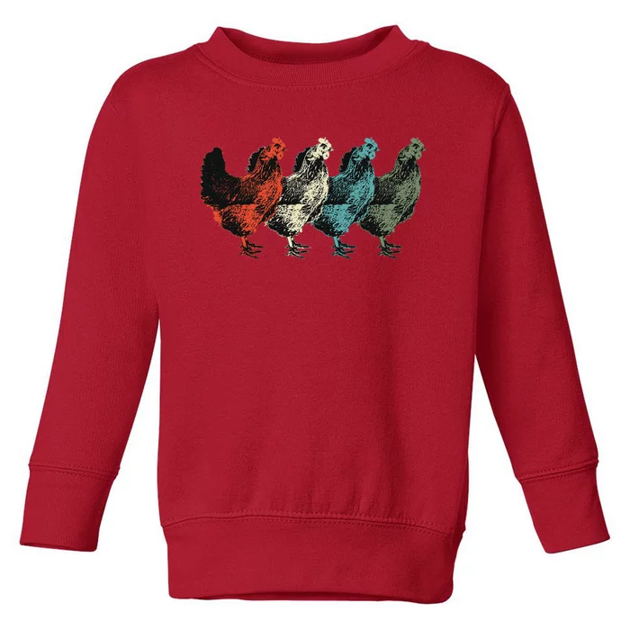 Vintage Chicken Art For Women Chicken Farm Chicken Lover Toddler Sweatshirt