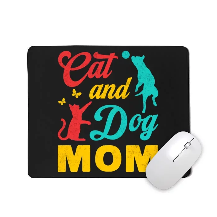 Vintage Cat And Dog Mom Mothers Day For Cat Dog Lover Mama Mousepad