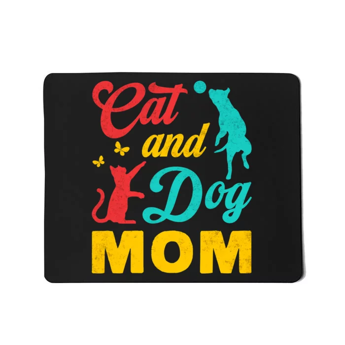 Vintage Cat And Dog Mom Mothers Day For Cat Dog Lover Mama Mousepad