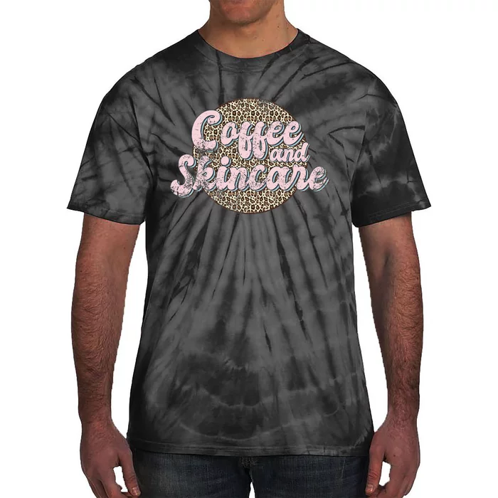 Vintage Coffee And Skincare Leopard Esthetician Skincare Tie-Dye T-Shirt