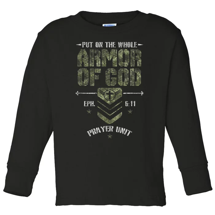 Vintage Camo Armor Of God Christians Religious Camouflage Toddler Long Sleeve Shirt