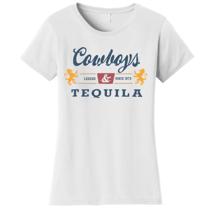 Vintage Cowboys And Tequila Western Funny Tequila Drinking Women's T-Shirt