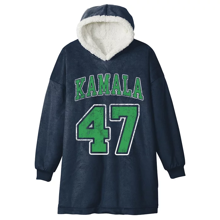 Vintage Cute Athletic Green Kamala 47 Jersey #47 Distressed Meaningful Gift Hooded Wearable Blanket