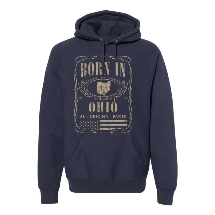 Vintage Classic America Land Map Us States Born Ohio Premium Hoodie