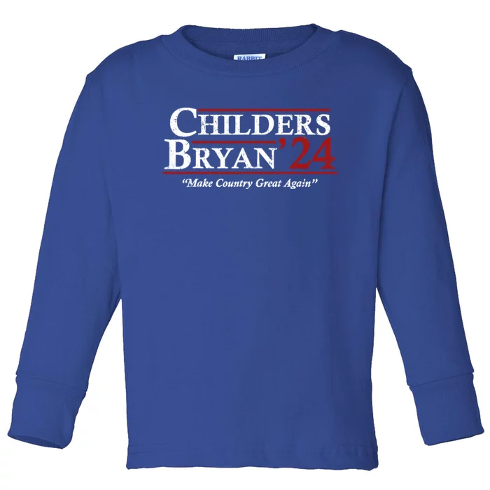 Vintage Childers Bryan 2024 Election Make Country Great Again. Toddler Long Sleeve Shirt