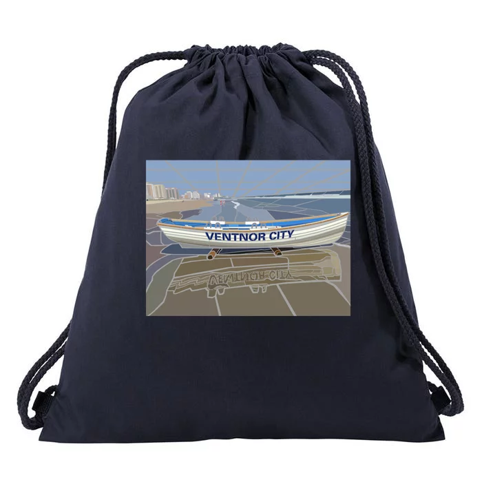 Ventnor City Beach Vista Scene Long Drawstring Bag