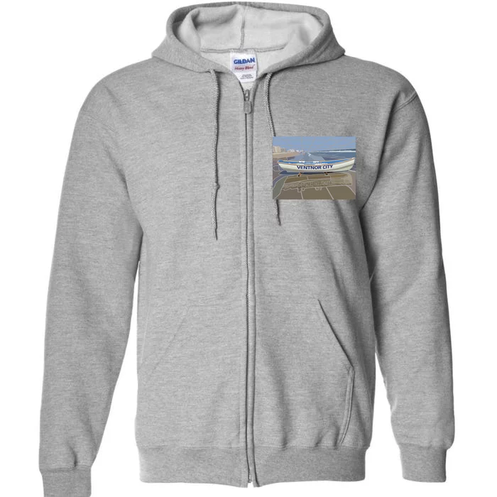 Ventnor City Beach Vista Scene Long Full Zip Hoodie