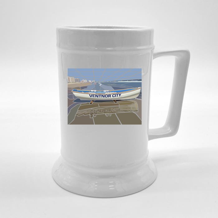 Ventnor City Beach Vista Scene Long Front & Back Beer Stein