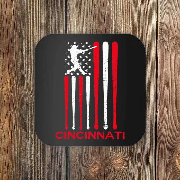 Vintage Cincinnati Baseball Soul American US Flag Coaster