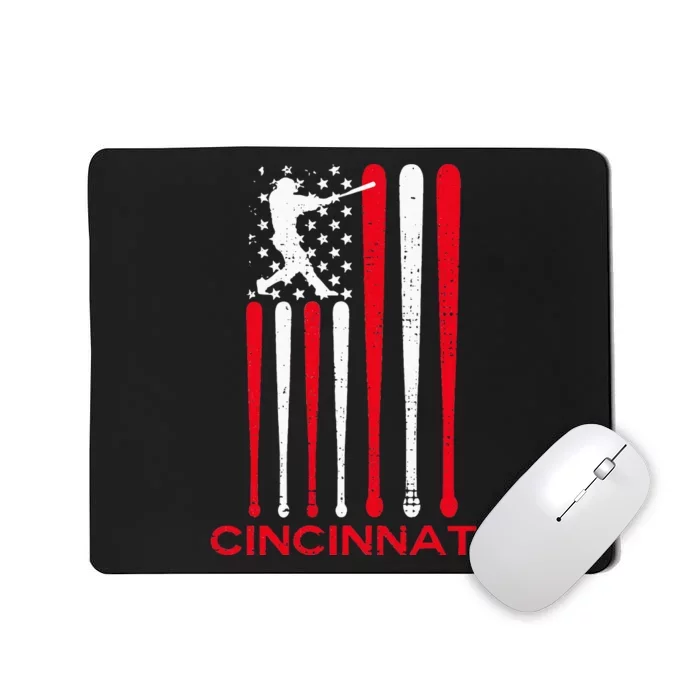 Vintage Cincinnati Baseball Soul American US Flag Mousepad