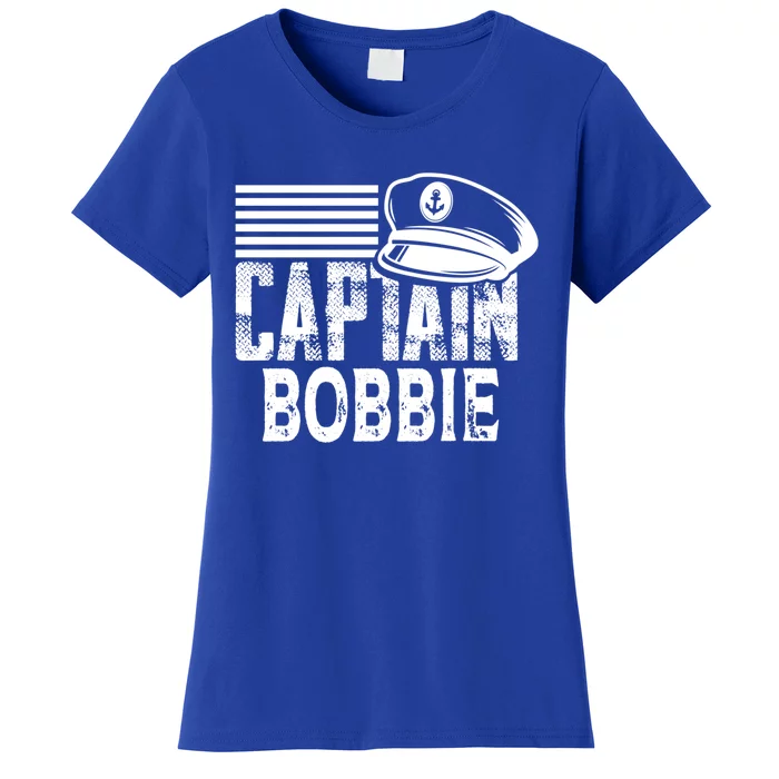 Vintage Captain Bobbie Personalized Boating Captain Gift Women's T-Shirt