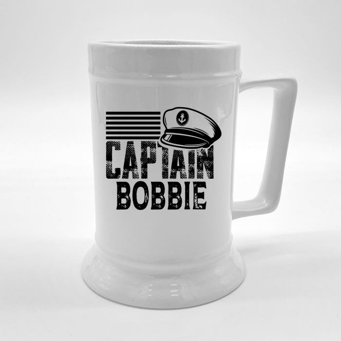 Vintage Captain Bobbie Personalized Boating Captain Gift Front & Back Beer Stein