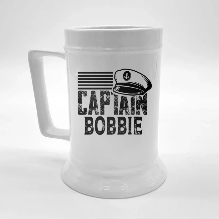 Vintage Captain Bobbie Personalized Boating Captain Gift Front & Back Beer Stein