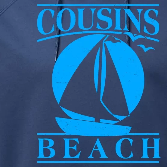 Vintage Cousin Beach Sail Boat Performance Fleece Hoodie