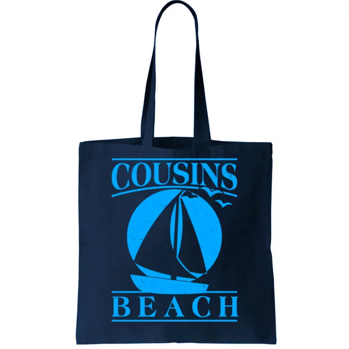 Vintage Cousin Beach Sail Boat Tote Bag