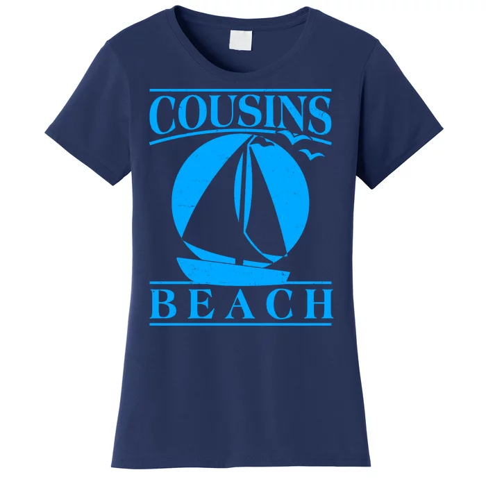 Vintage Cousin Beach Sail Boat Women's T-Shirt