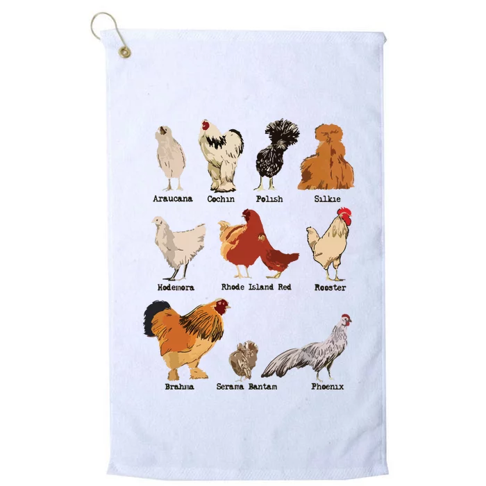 Vintage Chicken Breeds Farm Animals Day Support Local Farmer Platinum Collection Golf Towel