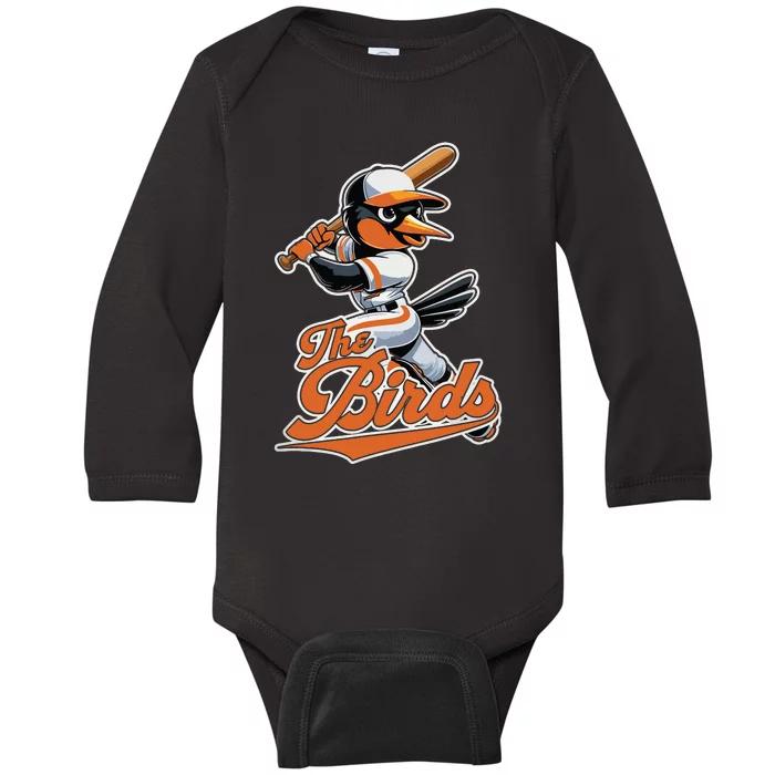 Vintage Cute Birds Classic Art Retro Baltimore Proud Name Baby Long Sleeve Bodysuit