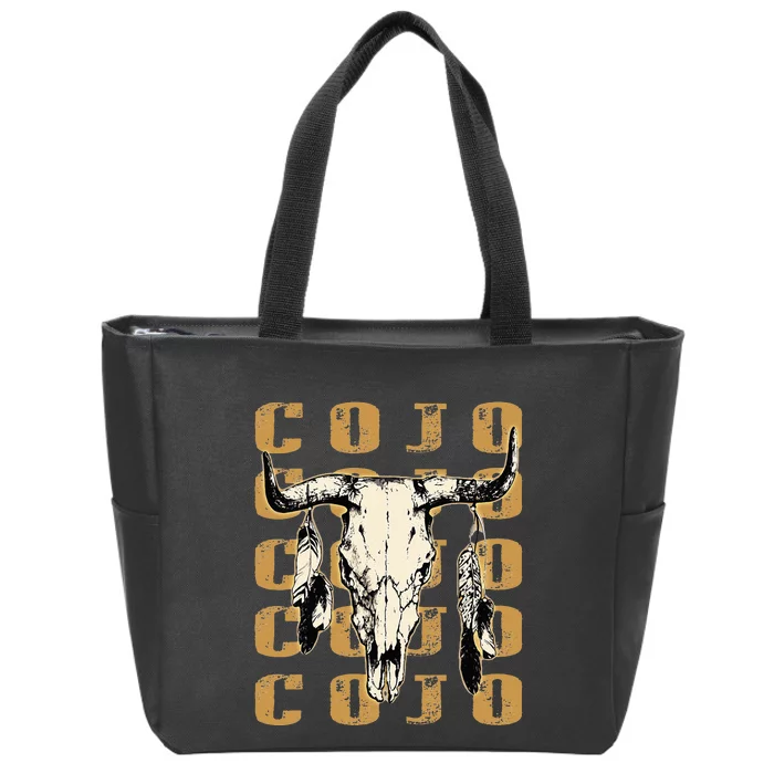 Vintage Cojo Bull Skull Flowers Music Outlaws 80s 90s Zip Tote Bag