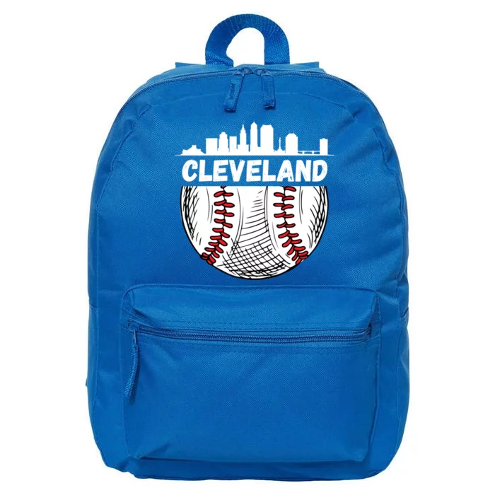 Vintage Cleveland Baseball Skyline Cleveland Baseball Gift 16 in Basic Backpack