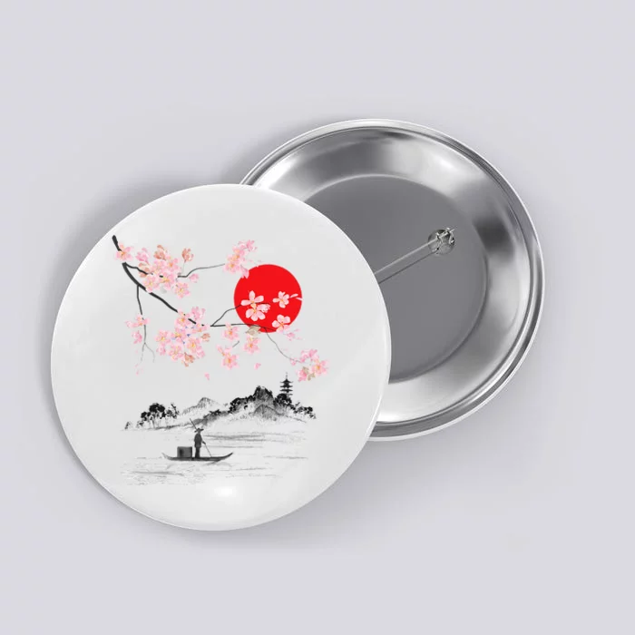 Vintage Cherry Blossom Sakura Japanese Art Sakura Button