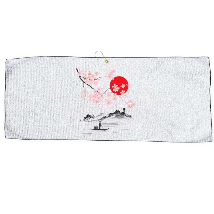 Vintage Cherry Blossom Sakura Japanese Art Sakura Large Microfiber Waffle Golf Towel