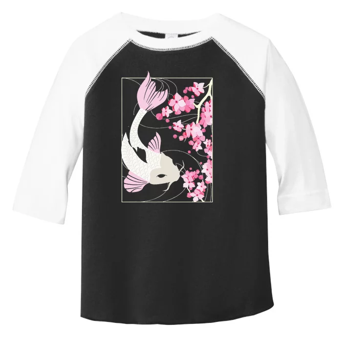 Vintage Cherry Blossom I Japanese Fish I Koi Carp Toddler Fine Jersey T-Shirt