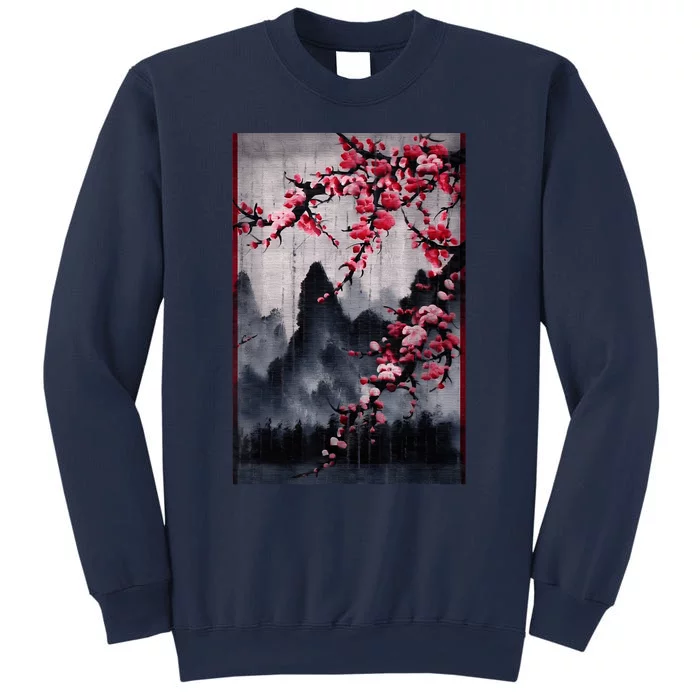 Vintage Cherry Blossom Woodblock Tee Japanese Graphical Art Sweatshirt