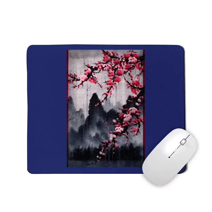 Vintage Cherry Blossom Woodblock Tee Japanese Graphical Art Mousepad