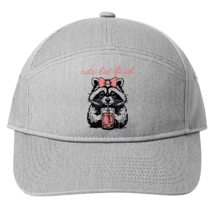 Vintage Cute But Feral Funny Raccoon With Coffee Lovers 7-Panel Snapback Hat