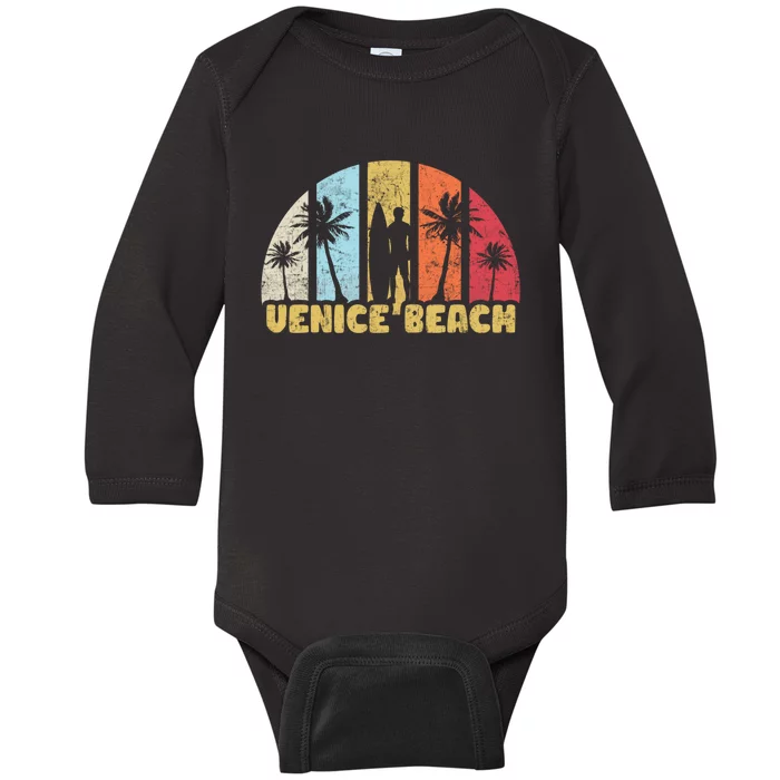 Vintage California Beach Retro Sunset Gift Baby Long Sleeve Bodysuit