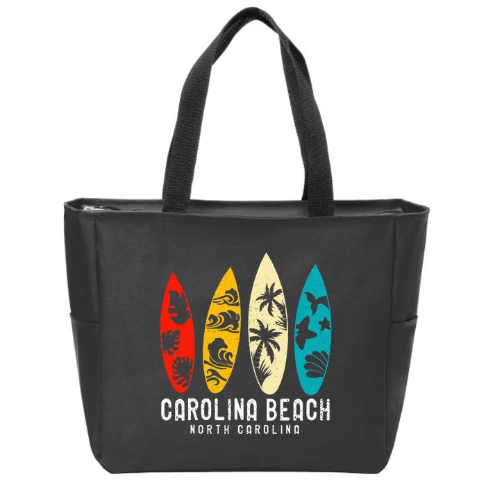 Vintage Carolina Beach North Carolina Beach Surfing Zip Tote Bag