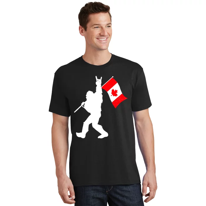 Vintage Canadian Bigfoot And Rockn Roll Funny Canada Day T-Shirt