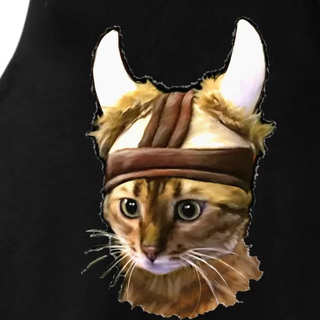 Viking Cat Bengal Kitty Scandinavian Gift Ladies Tri-Blend Wicking Tank