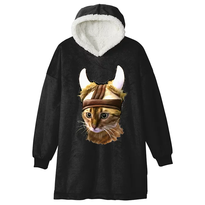 Viking Cat Bengal Kitty Scandinavian Gift Hooded Wearable Blanket