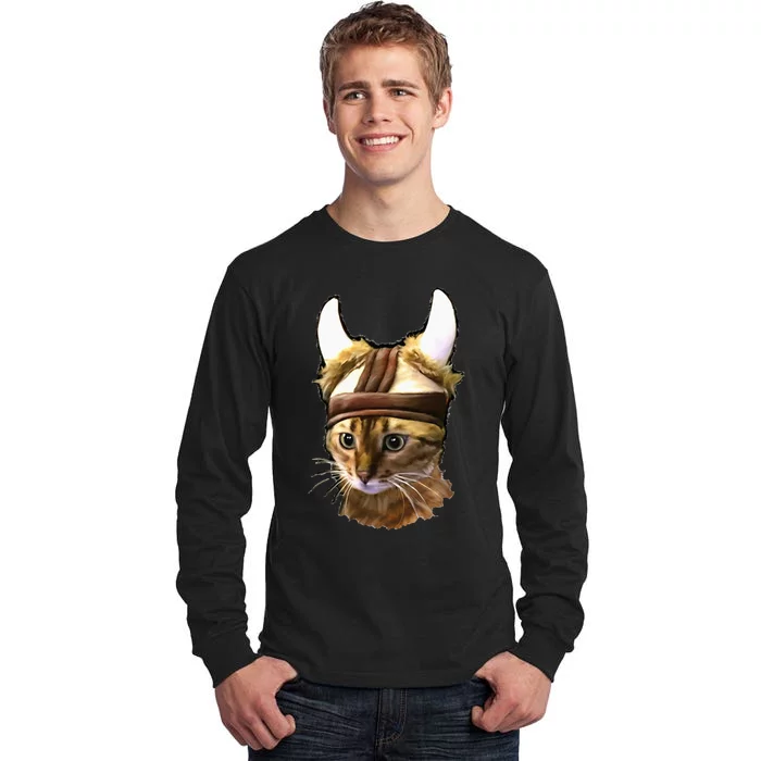 Viking Cat Bengal Kitty Scandinavian Gift Tall Long Sleeve T-Shirt