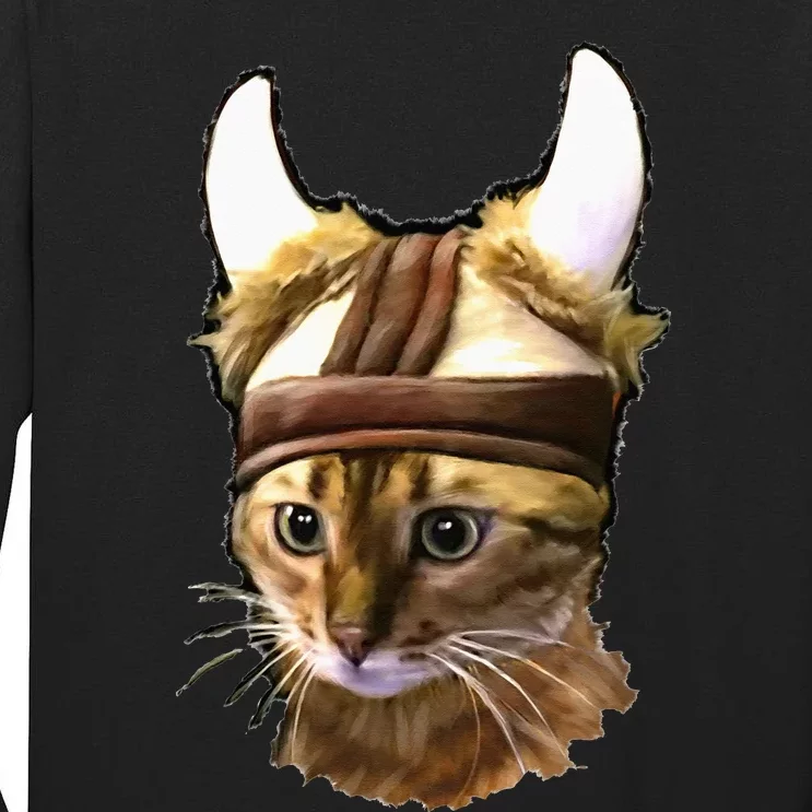 Viking Cat Bengal Kitty Scandinavian Gift Tall Long Sleeve T-Shirt