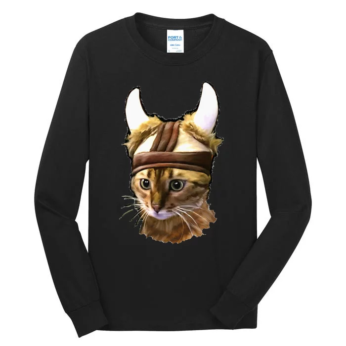 Viking Cat Bengal Kitty Scandinavian Gift Tall Long Sleeve T-Shirt