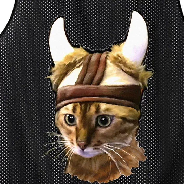 Viking Cat Bengal Kitty Scandinavian Gift Mesh Reversible Basketball Jersey Tank