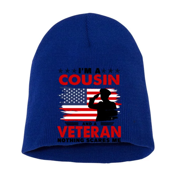 Veteran Cousin Brother Usa Flag 4th Of July Great Gift Short Acrylic Beanie