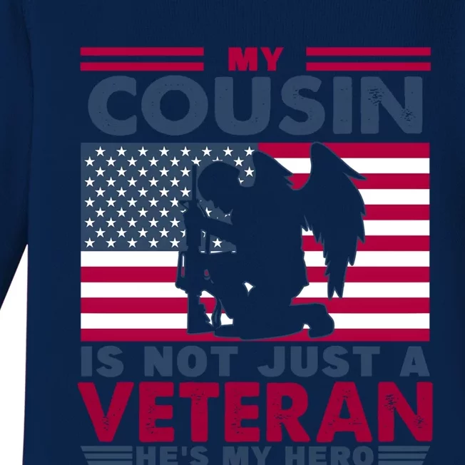 Veteran Cousin Brother Usa Flag 4th Of July Cool Gift Baby Long Sleeve Bodysuit