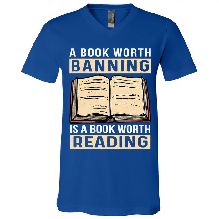 Vintage Censorship Book Reading Nerd I Read Banned Books Gift V-Neck T-Shirt