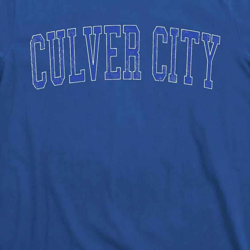 Vintage Culver City Ca Distressed Blue Varsity Style T-Shirt