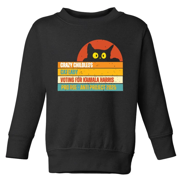 Vintage Childless Cat Ladies For Kamala Harris President 47 Toddler Sweatshirt