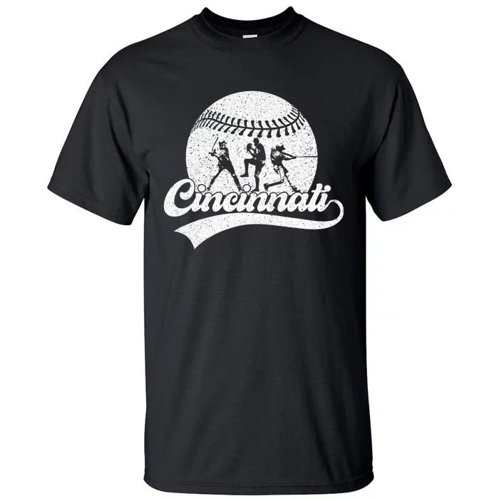 Vintage Cincinnati City Baseball Lover Baseball Fans Tall T-Shirt