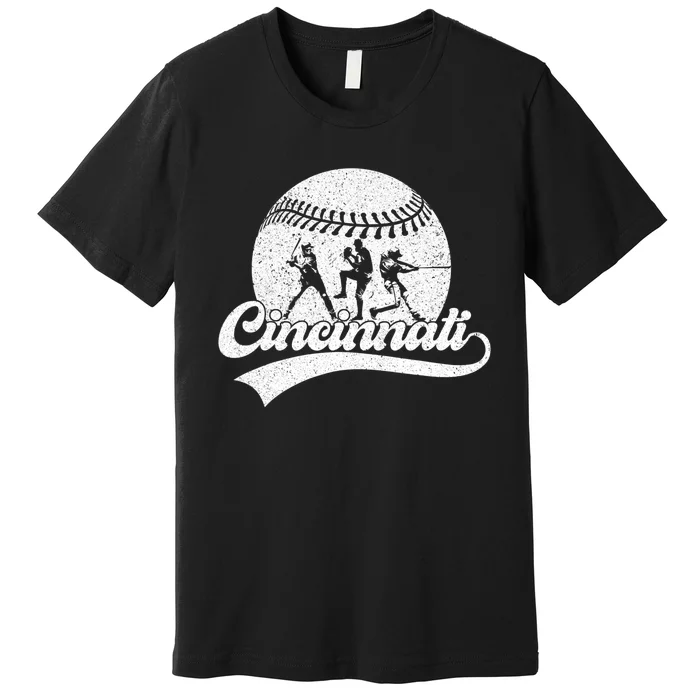 Vintage Cincinnati City Baseball Lover Baseball Fans Premium T-Shirt